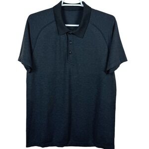 Lululemon Mens Textured Polo Shirt Charcoal Gray Short Sleeve‎ Athleisure Medium